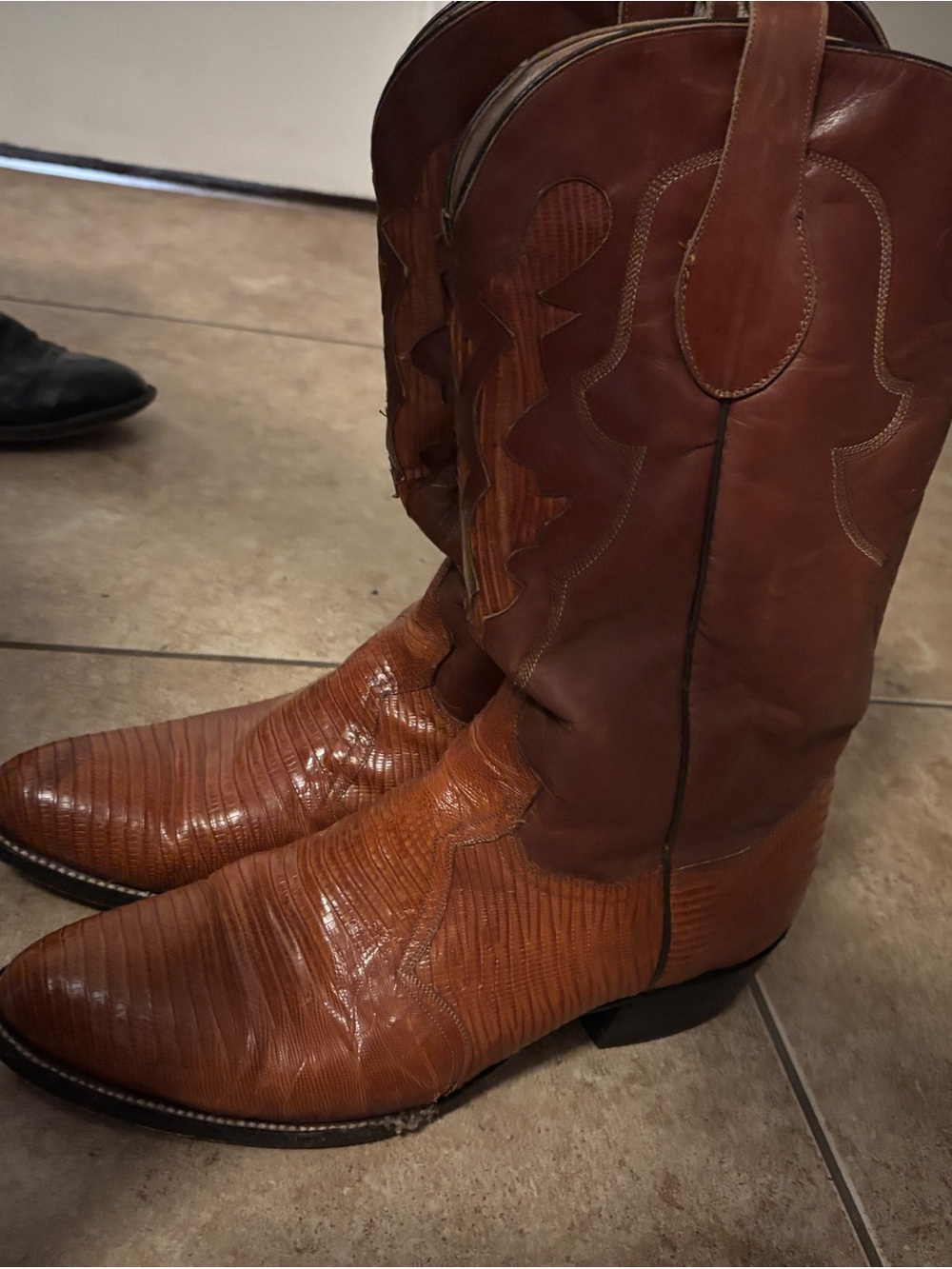 Rare Vintage T.O Stanley Custom Handmade Teju Lizard Men’s Cowboy boots 10.5